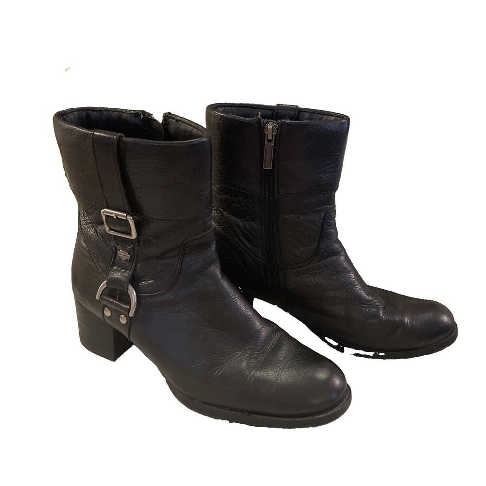 Harley-Davidson Women Sadie Cuff Black D84068 Leather Motorcycle Boots 9.5